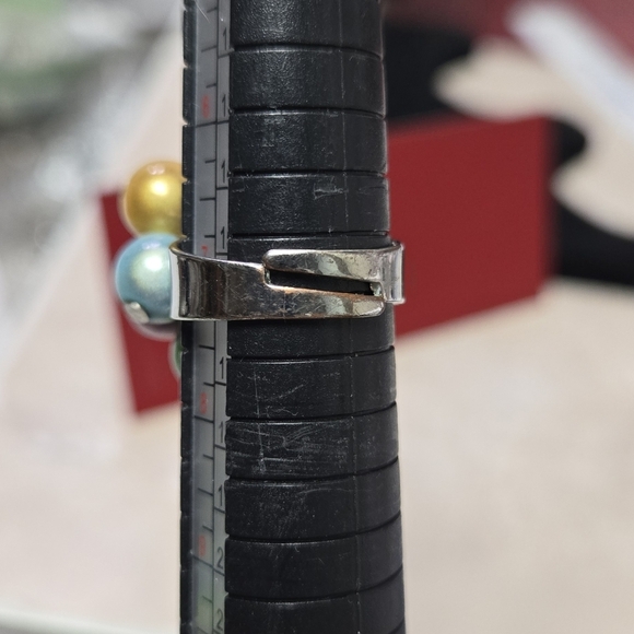 Multicolor Beaded Women's Sliver Tone Ring Size 7 - Picture 15 of 17